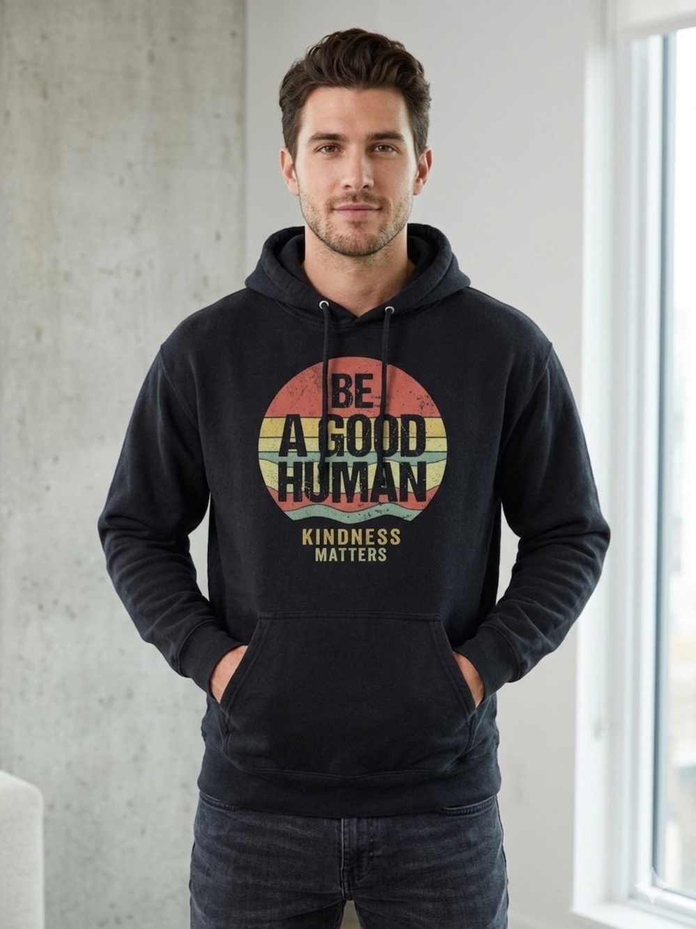 Be A Good Human Black Hoodie - Kindness Matters Size: Medium